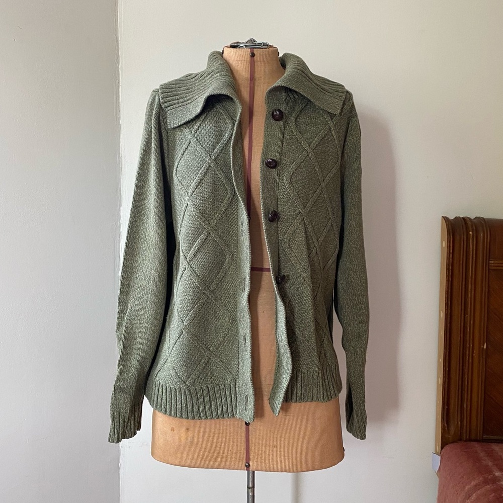 Karen Scott Olive Green Cardigan Sweater